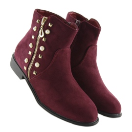 Boots with pearls burgundy 30708 red multicolored 2