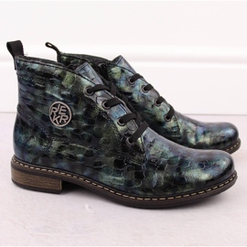 Women's patent leather ankle boots crocodile green Rieker 71205-90 2 Women's patent leather ankle boots crocodile green Rieker 71205-90 2