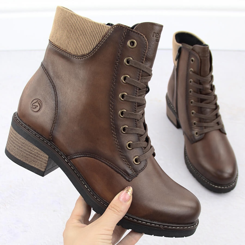 Women's leather ankle boots insulated brown Remonte D1A70-22 1