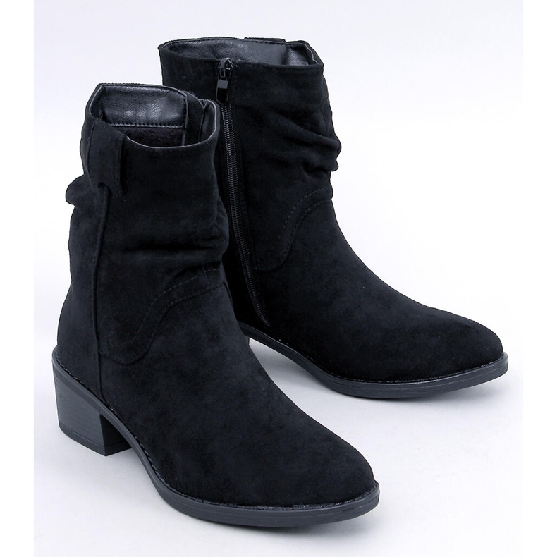 Suede low heel ankle boots Raney Black 1