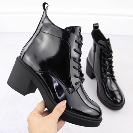 Women's patent leather ankle boots with a heel, black, Vinceza 58321 1 Women's patent leather ankle boots with a heel, black, Vinceza 58321 1