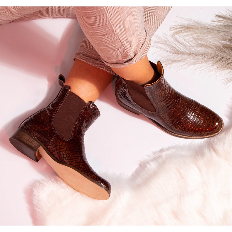 Flat ankle boots camel leather Butdam Stw brown 1