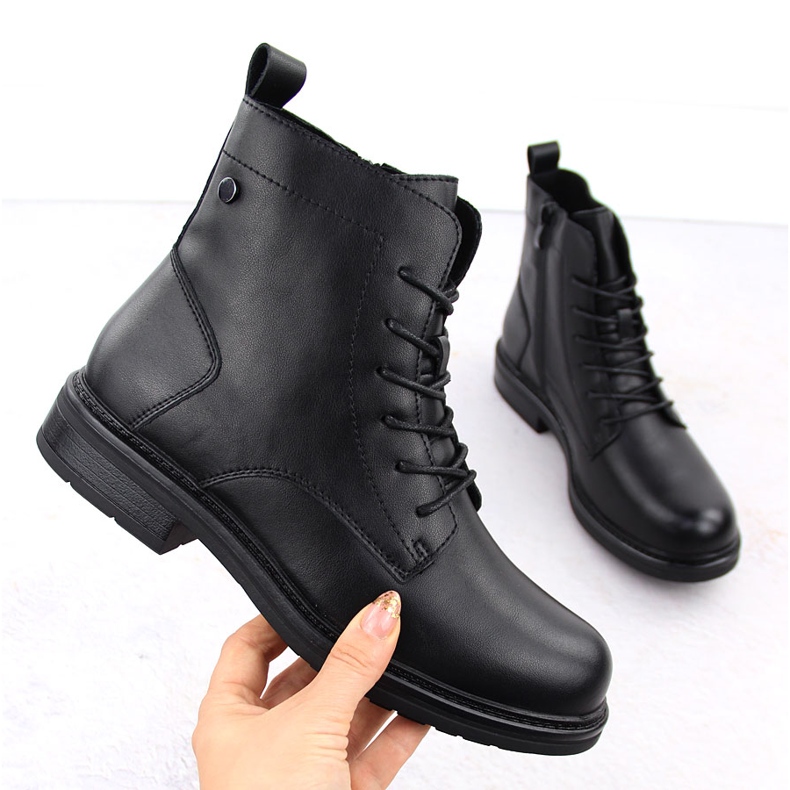 Women's leather lace-up ankle boots black Sergio Leone BT727-S 1