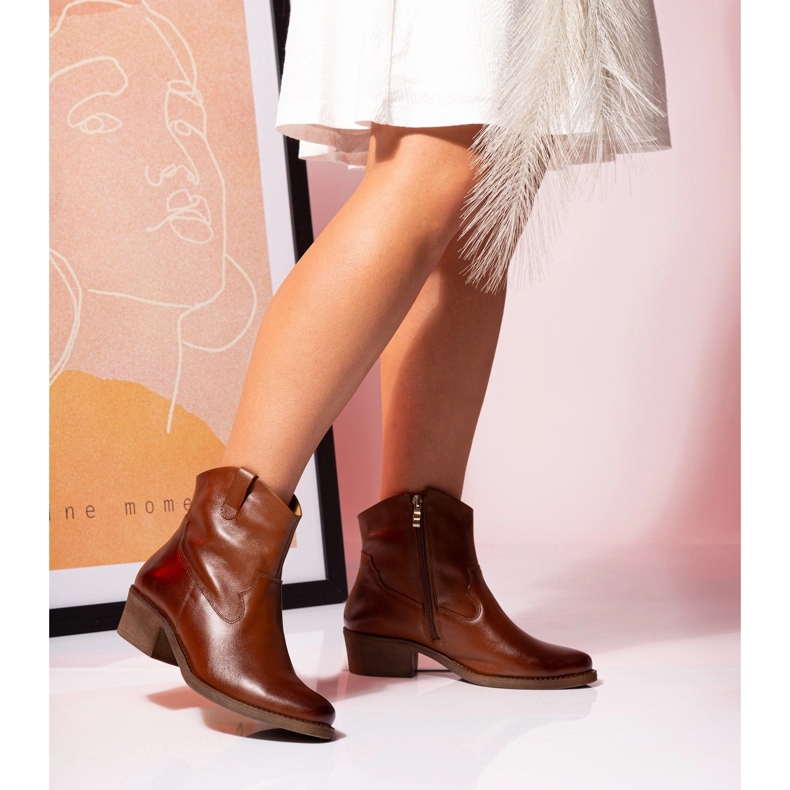 Women's cowboy boots camel leather Butdam KW-1 brown 1