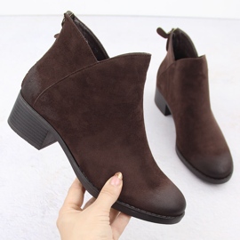 Women's ankle boots on a block, insulated, brown, Potocki 12472 1