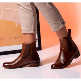 Flat ankle boots camel leather Butdam Stw brown 1