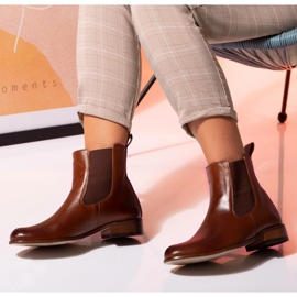 Flat ankle boots camel leather Butdam Stw brown 2