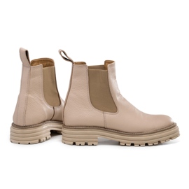 Chelsea boots with thick soles, beige leather, Butdam Wos 1
