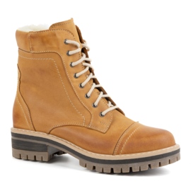 WASAK Women's leather lace-up boots lined with wool 0546N ginger orange 1