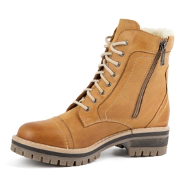 WASAK Women's leather lace-up boots lined with wool 0546N ginger orange 2