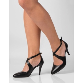 BUTDAM Xena black pointed toe dance heels with straps 1