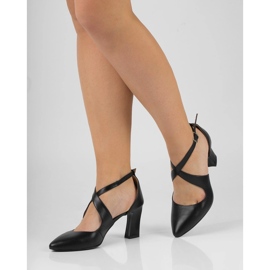 BUTDAM Pumps with ankle straps and a block heel, black Iga 1