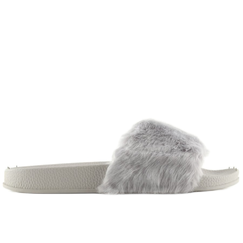 Gray slippers with fur zy383-007-3 gray grey 1