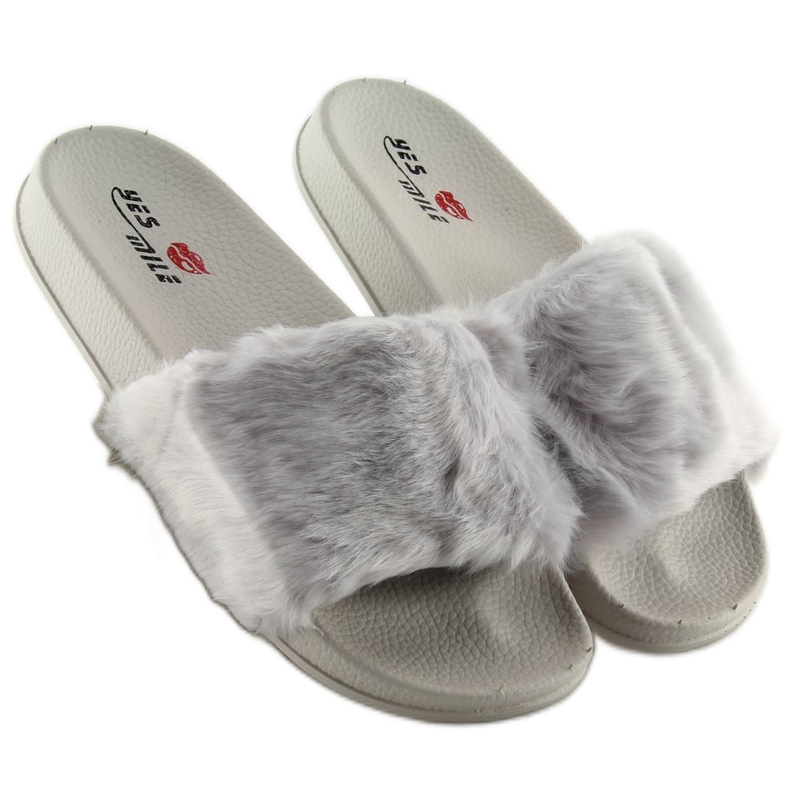 Gray slippers with fur zy383-007-3 gray grey 2