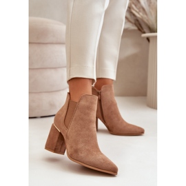 Eco Suede Ankle Boots With Heel Warm Brown Daivine 2