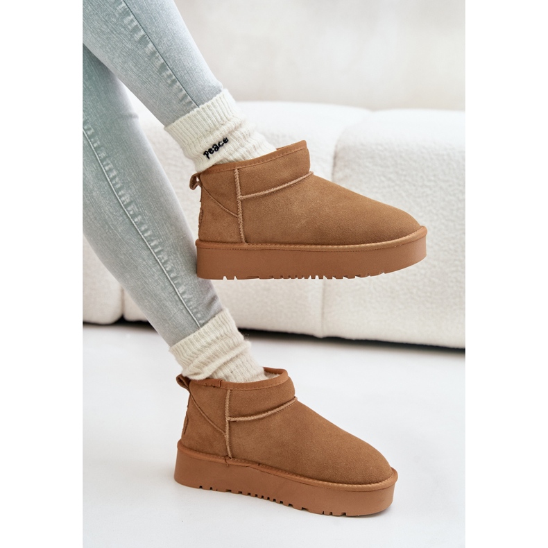 Leather Suede Platform Snow Boots Camel Nereviana beige 1