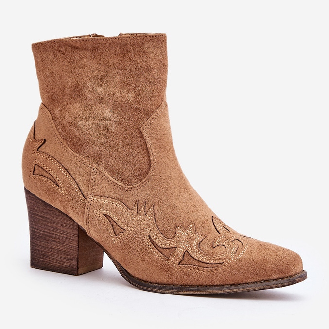 Ankle boots cowboy boots on a block heel eco suede brown arabelline 1