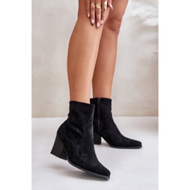 Ankle boots cowboy boots on a block heel eco suede black Arabelline 2