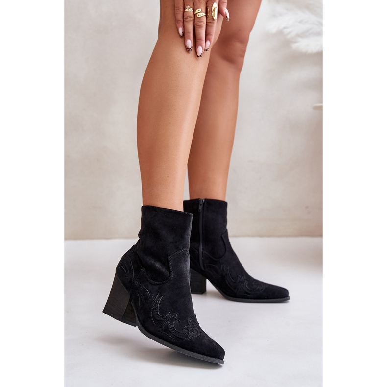 Ankle boots cowboy boots on a block heel eco suede black Arabelline 2