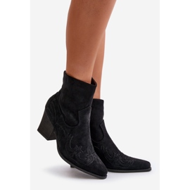 Ankle boots cowboy boots on a block heel eco suede black Arabelline 1