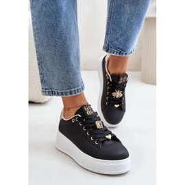 Women's Platform Sneakers With Decorations, Black Herbisa 1