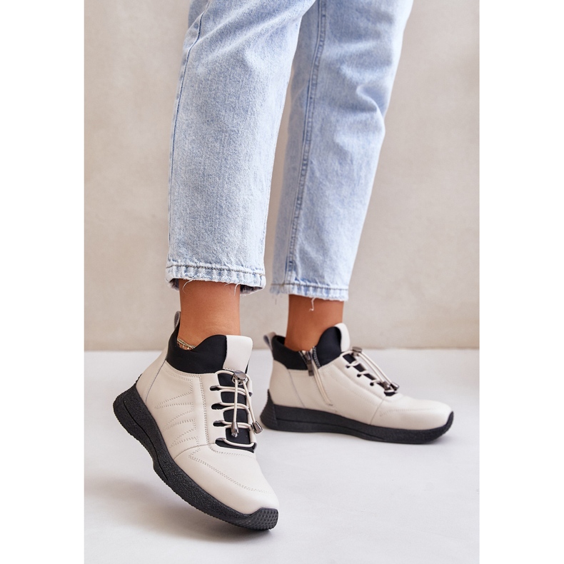 Insulated Leather Sports Shoes With Zip Artiker 55C0038 Beige 2 Insulated Leather Sports Shoes With Zip Artiker 55C0038 Beige 2