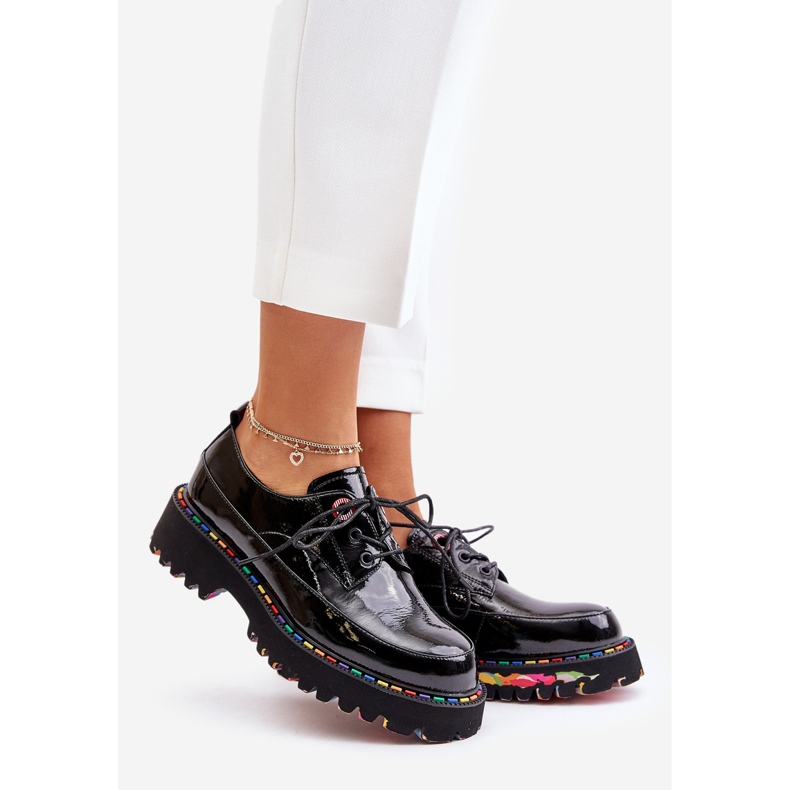 Patent Leather Women's Lace-up Shoes Artiker 55C0497 Black 1