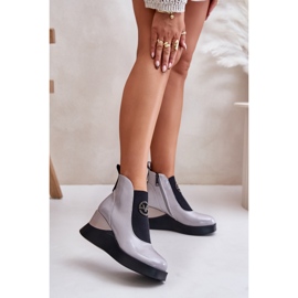 Vinceza 66703 Grey Patent Leather Insulated Wedge Ankle Boots 2