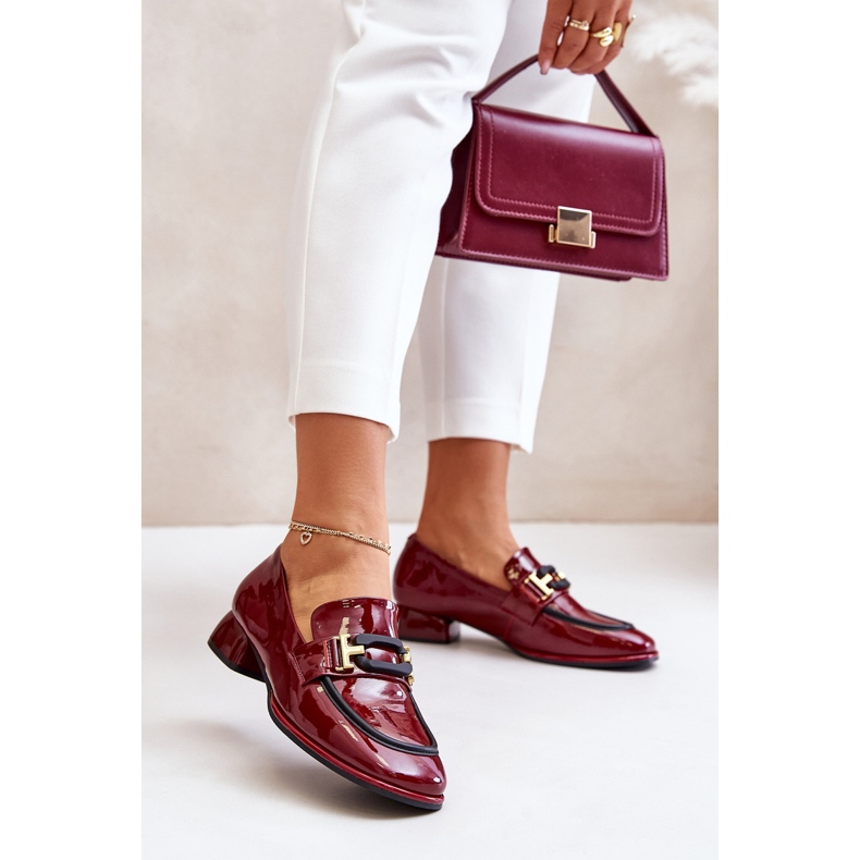 Patent Leather Women's Half-Boots On Block Artiker 55C0103 Burgundy red 2