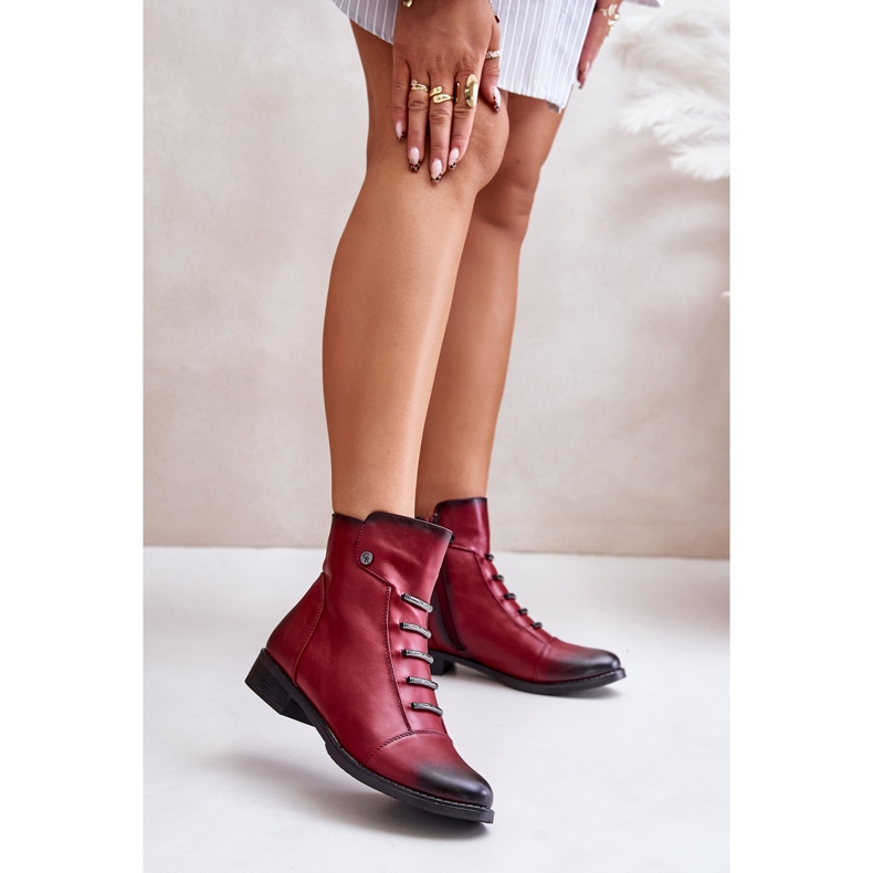 Jezzi Insulated Women's Ankle Boots With Flat Heel Burgundy Labise red 2