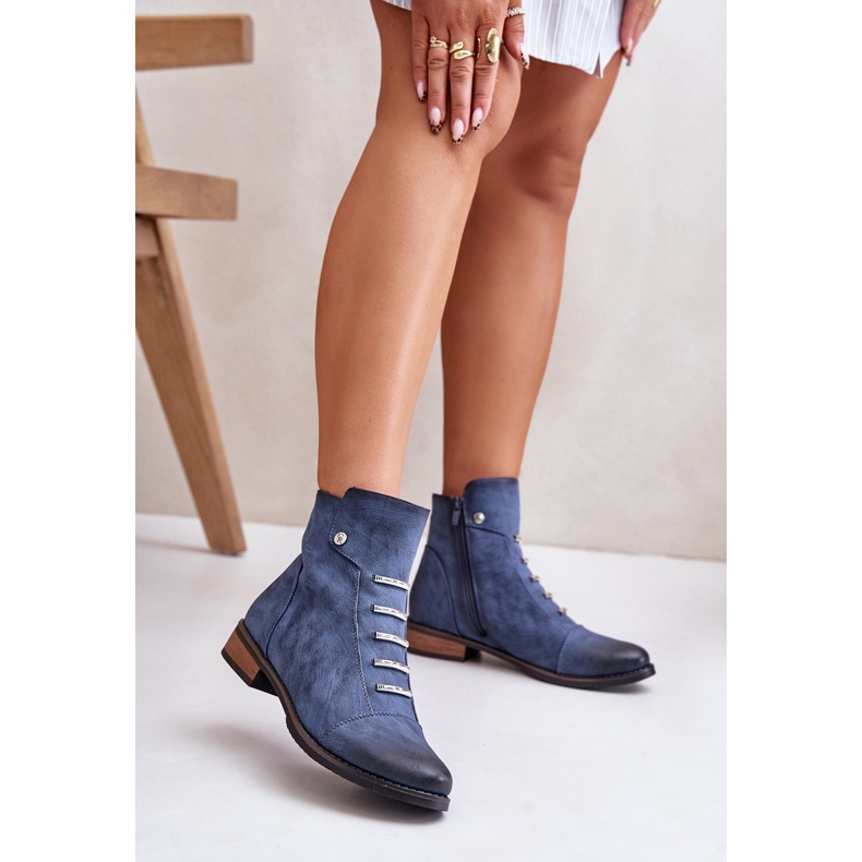 Jezzi Insulated Women's Ankle Boots With Flat Heel Blue Labise 2 Jezzi Insulated Women's Ankle Boots With Flat Heel Blue Labise 2