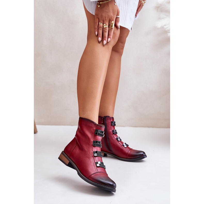 Jezzi Insulated Women's Ankle Boots With Zipper Burgundy Evalith red 2