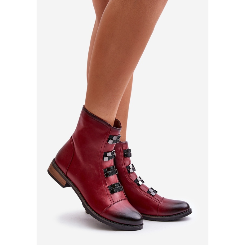 Jezzi Insulated Women's Ankle Boots With Zipper Burgundy Evalith red 1