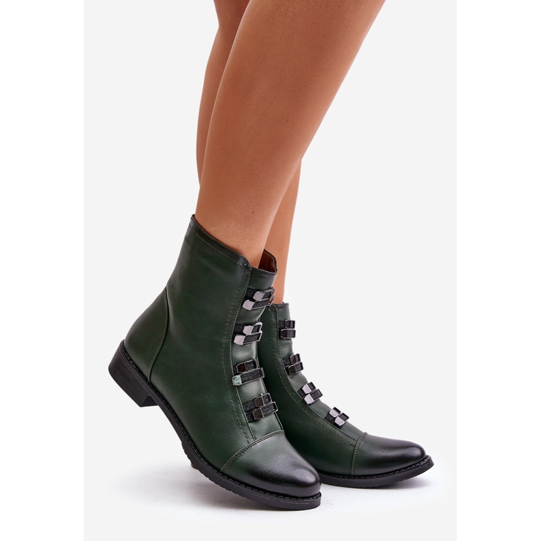 Jezzi Insulated Women's Ankle Boots With Zipper Green Evalith 1