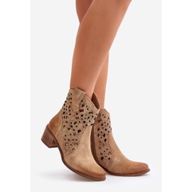Women's Ankle Boots With Openwork Pattern Lewski 3394/2 Beige 1
