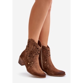 Women's Ankle Boots With Openwork Pattern Lewski 3394/2 Brown 1