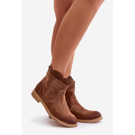 Low Women's Ankle Boots On Flat Heels Suede Lewski 3624 Brown 1 Low Women's Ankle Boots On Flat Heels Suede Lewski 3624 Brown 1