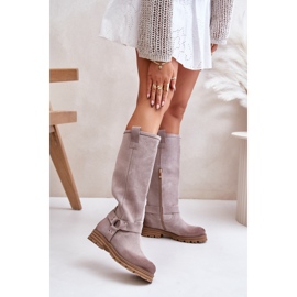 Suede Women's Boots Above the Knee Lewski 3615 Cappucino beige 2 Suede Women's Boots Above the Knee Lewski 3615 Cappucino beige 2