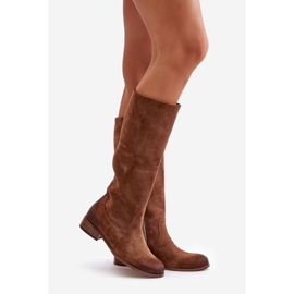 Lewski Suede Women's Mid-Calf Boots With Zipper Levski 3616 Brown 1
