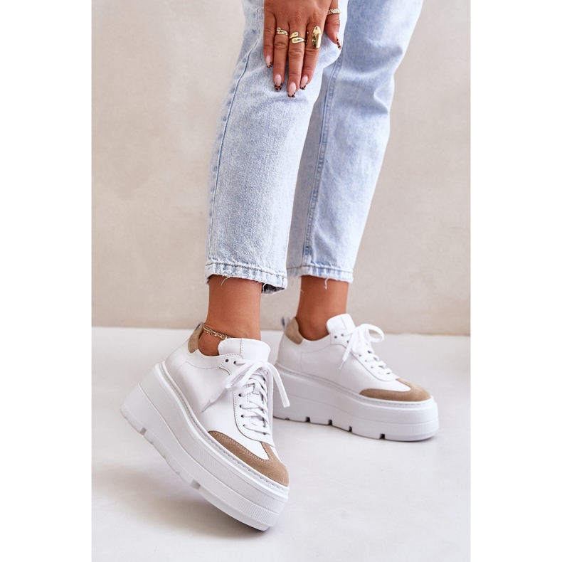 Leather Sneakers On A Massive Platform Lewski 3635/X White-Beige 2 Leather Sneakers On A Massive Platform Lewski 3635/X White-Beige 2