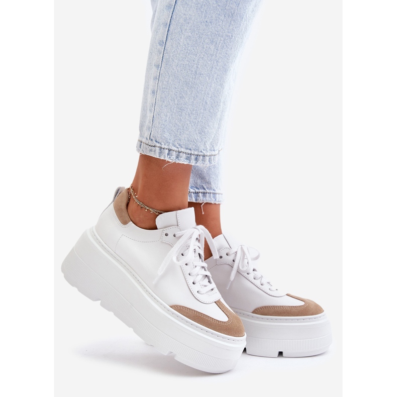 Leather Sneakers On A Massive Platform Lewski 3635/X White-Beige 1