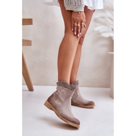 Lewski Shoes Low Women's Ankle Boots On Flat Heels Suede Lewski 3624 Cappucino beige 2
