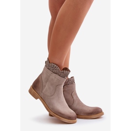 Lewski Shoes Low Women's Ankle Boots On Flat Heels Suede Lewski 3624 Cappucino beige 1