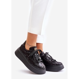Maciejka 06191-42 Black Leather Platform Sports Shoes 1