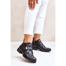 Leather Low Zipper Ankle Boots Maciejka 06692-01 Black 2