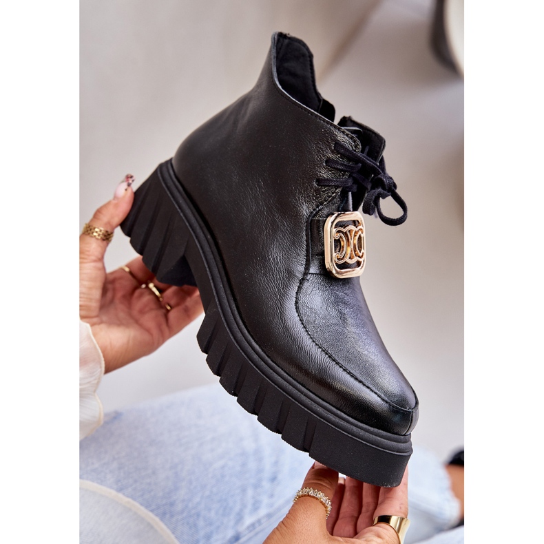 Zazoo 2952 Leather Ankle Boots With Gold Decoration Black 2 Zazoo 2952 Leather Ankle Boots With Gold Decoration Black 2