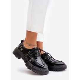 Patent Leather Women's Shoes With Decorations Natural Leather Artiker 55C1011 Black 1