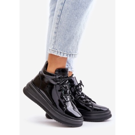 Lightweight Patent Leather Platform Sports Shoes Artiker 55C1049 Black 1