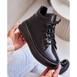 Lightweight Patent Leather Platform Sports Shoes Artiker 55C1049 Black 2