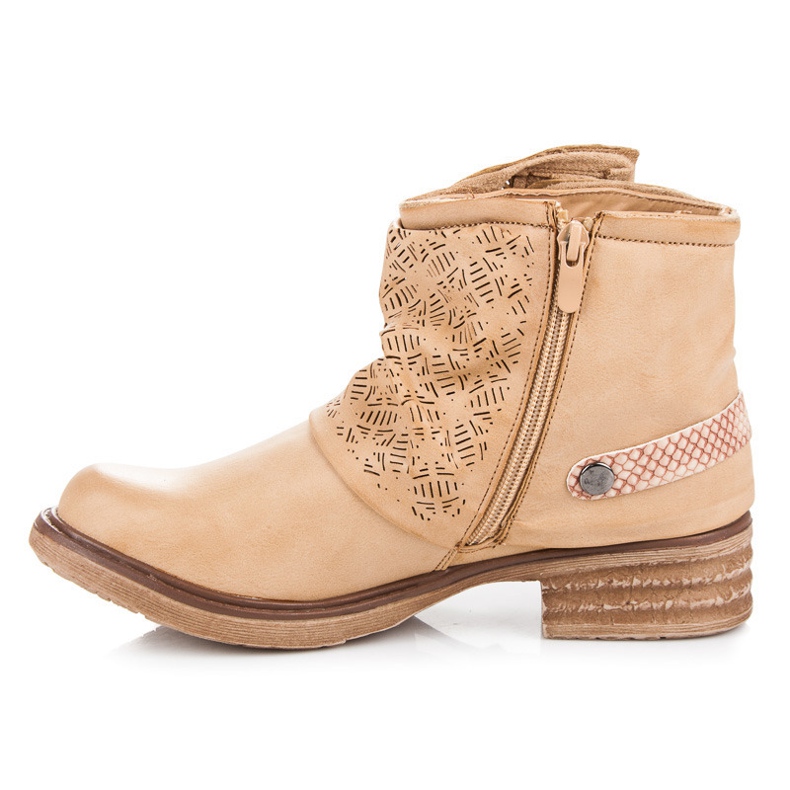 Sixth Sense Beige biker boots 1